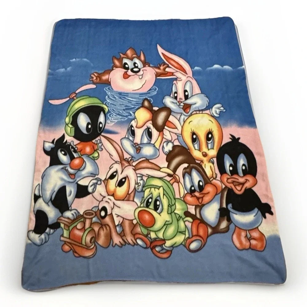 Vintage Baby Looney Tunes Blanket Large Lola Tweety Taz 78 x 57 Paul Stuart Rare